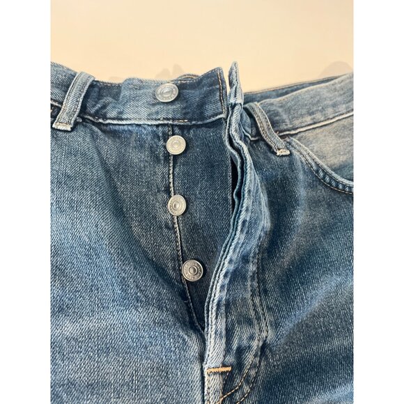 High-Waisted Distressed Denim Button-Fly Shorts - Size 31 - Seven for all Mankin - Picture 2 of 6